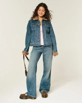 Suni Kürk Süslü Denim Ceket Suni Kürk Süslü Denim Ceket