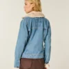 Suni Kürk Süslü Denim Ceket