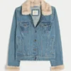 Suni Kürk Süslü Denim Ceket