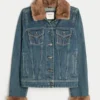 Suni Kürk Süslü Denim Ceket