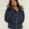 Suni Kürk Süslü Puffer Bomber Ceket