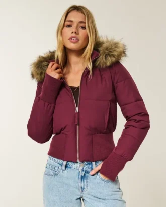 Suni Kürk Süslü Puffer Bomber Ceket