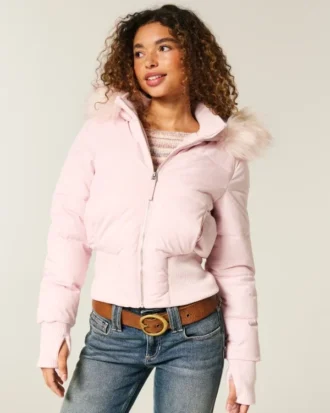 Suni Kürk Süslü Puffer Bomber Ceket