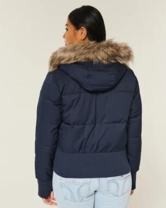 Suni Kürk Süslü Puffer Bomber Ceket
