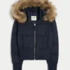 Suni Kürk Süslü Puffer Bomber Ceket