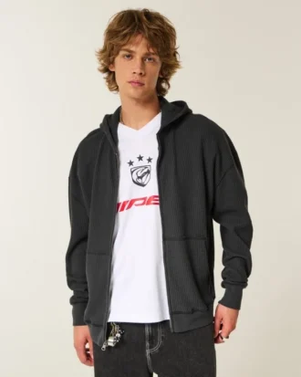 Termal Fermuarlı Kapüşonlu Sweatshirt