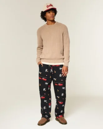 Tom ve Jerry Grafik Flanel Pijama Pantolonu