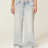 Ultra Düşük Bel Açık Yıkama Bol Kot Pantolon Ultra Düşük Bel Açık Yıkama Bol Kot Pantolon
