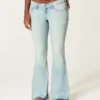 Ultra Düşük Bel Açık Yıkama Let-Down Hem Flare Jeans Ultra Düşük Bel Açık Yıkama Let-Down Hem Flare Jeans