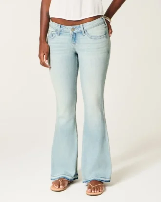 Ultra Düşük Bel Açık Yıkama Let-Down Hem Flare Jeans Ultra Düşük Bel Açık Yıkama Let-Down Hem Flare Jeans