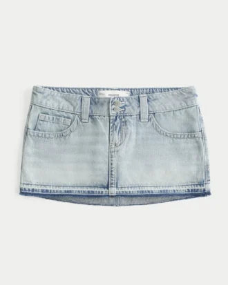 Ultra Düşük Bel Denim Mikro Mini Etek