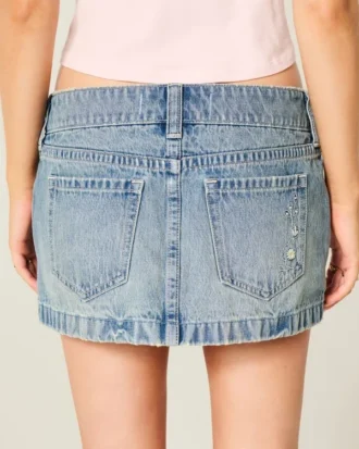 Ultra Düşük Bel Denim Mikro Mini Etek