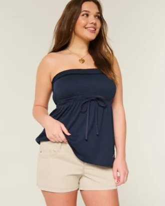 Ultra Düşük Bel Haki Twill Mini Şort
