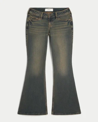 Ultra Düşük Bel Koyu Yıkama Flare Jeans Ultra Düşük Bel Koyu Yıkama Flare Jeans
