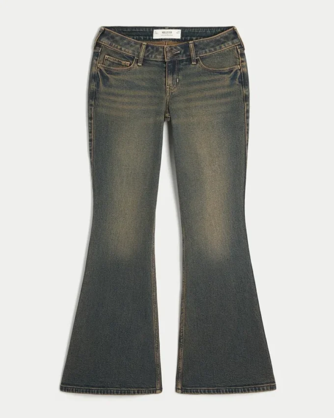Ultra Düşük Bel Koyu Yıkama Flare Jeans Ultra Düşük Bel Koyu Yıkama Flare Jeans