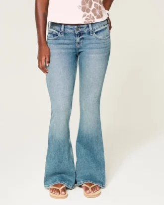 Ultra Düşük Bel Orta Yıkama Flare Jeans Ultra Düşük Bel Orta Yıkama Flare Jeans