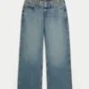 Ultra Düşük Bel Orta Yıkama Nakışlı Bel Baggy Jeans Ultra Düşük Bel Orta Yıkama Nakışlı Bel Baggy Jeans