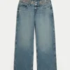 Ultra Düşük Bel Orta Yıkama Nakışlı Bel Baggy Jeans Ultra Düşük Bel Orta Yıkama Nakışlı Bel Baggy Jeans