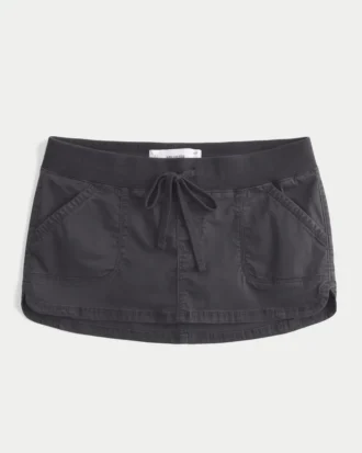 Ultra Düşük Bel Twill Mikro Mini Etek