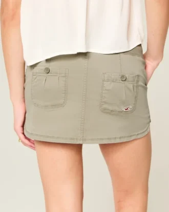 Ultra Düşük Bel Twill Mikro Mini Etek