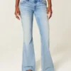 Ultra Düşük Bel, Yıpranmış, Açık Renkli, Payetli Flare Jeans Ultra Düşük Bel, Yıpranmış, Açık Renkli, Payetli Flare Jeans
