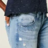 Ultra Düşük Bel, Yıpranmış, Açık Renkli, Payetli Flare Jeans Ultra Düşük Bel, Yıpranmış, Açık Renkli, Payetli Flare Jeans