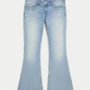 Ultra Düşük Bel, Yıpranmış, Açık Renkli, Payetli Flare Jeans Ultra Düşük Bel, Yıpranmış, Açık Renkli, Payetli Flare Jeans