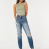 Ultra Yüksek Bel Yırtık Orta Yıkama Mom Jeans Ultra Yüksek Bel Yırtık Orta Yıkama Mom Jeans