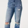 Ultra Yüksek Bel Yırtık Orta Yıkama Mom Jeans Ultra Yüksek Bel Yırtık Orta Yıkama Mom Jeans