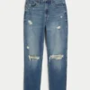 Ultra Yüksek Bel Yırtık Orta Yıkama Mom Jeans Ultra Yüksek Bel Yırtık Orta Yıkama Mom Jeans
