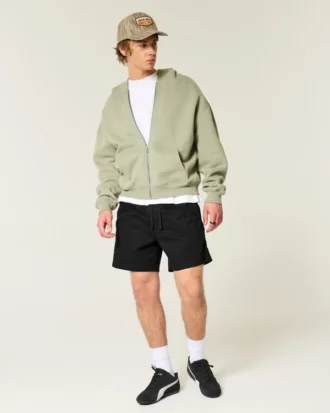 Uyluk Ortası Twill Pull-On Şort