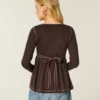 Uzun Kollu Henley Babydoll Üst