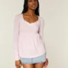 Uzun Kollu Pinch Bust Babydoll Üst Uzun Kollu Pinch Bust Babydoll Üst