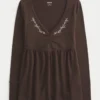 Uzun Kollu Pinch Bust Babydoll Üst Uzun Kollu Pinch Bust Babydoll Üst