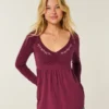 Uzun Kollu Pinch Bust Babydoll Üst Uzun Kollu Pinch Bust Babydoll Üst