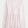 Uzun Kollu Pinch Bust Babydoll Üst Uzun Kollu Pinch Bust Babydoll Üst