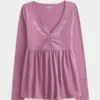 Uzun Kollu Pinch Bust Babydoll Üst Uzun Kollu Pinch Bust Babydoll Üst