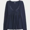 Uzun Kollu Pinch Bust Babydoll Üst Uzun Kollu Pinch Bust Babydoll Üst