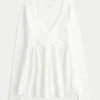 Uzun Kollu Pinch Bust Babydoll Üst Uzun Kollu Pinch Bust Babydoll Üst