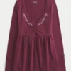 Uzun Kollu Pinch Bust Babydoll Üst Uzun Kollu Pinch Bust Babydoll Üst