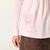 Uzun Kollu Pinch Bust Grafik Babydoll Üst Uzun Kollu Pinch Bust Grafik Babydoll Üst