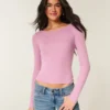 Uzun Kollu Slash-Neck Üst