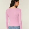 Uzun Kollu Slash-Neck Üst