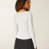 Uzun Kollu Slash-Neck Üst