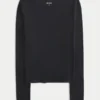 Uzun Kollu Slash-Neck Üst