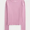 Uzun Kollu Slash-Neck Üst