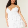 V Yaka Fırfırlı Babydoll Mini Elbise