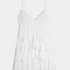 V Yaka Fırfırlı Babydoll Mini Elbise