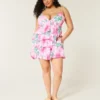 V Yaka Fırfırlı Katmanlı Babydoll Mini Elbise