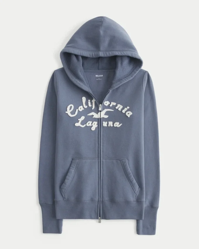 Waffle Astarlı Kapüşonlu Fermuarlı Logo Grafik Kapüşonlu Sweatshirt Waffle Astarlı Kapüşonlu Fermuarlı Logo Grafik Kapüşonlu Sweatshirt